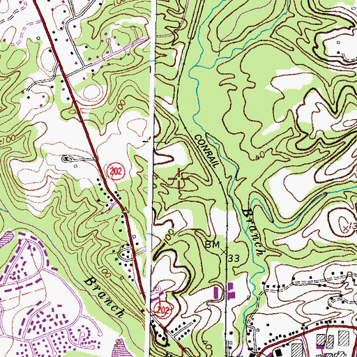 Topographic Map of Greater Upper Marlboro Census Designated Place, MD