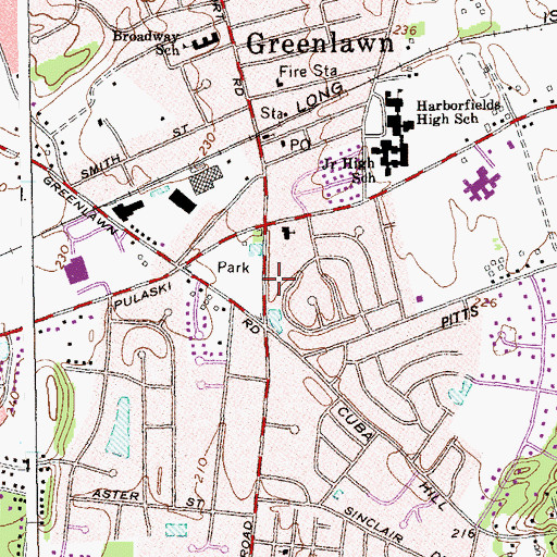 Topographic Map of Greenlawn Census Designated Place, NY