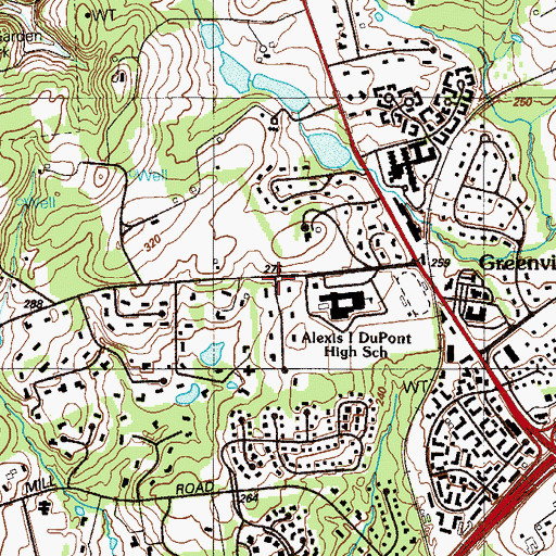 Topographic Map of Greenville Census Designated Place, DE