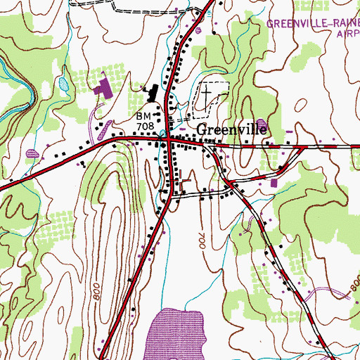 Topographic Map of Greenville Census Designated Place, NY