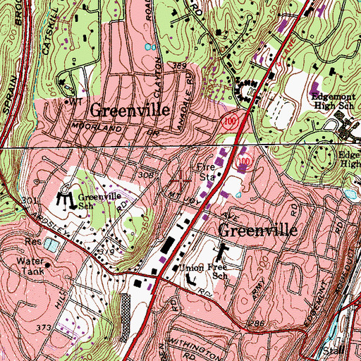 Topographic Map of Greenville Census Designated Place, NY