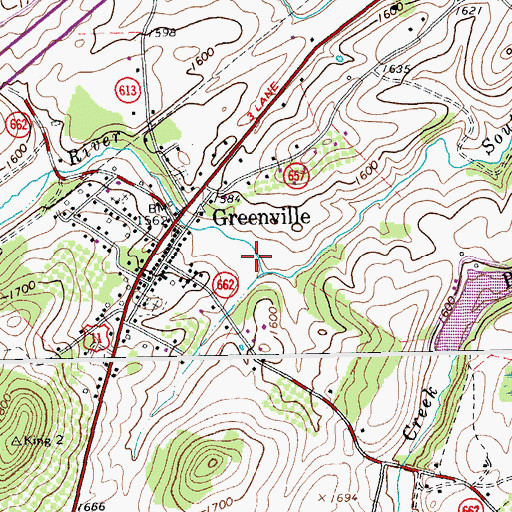 Topographic Map of Greenville Census Designated Place, VA