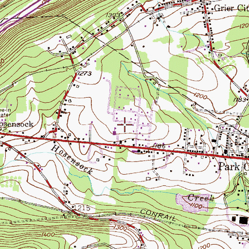 Topographic Map of Grier City-Park Crest Census Designated Place (historical), PA