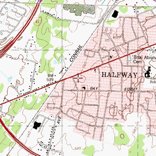 Topographic Map of Halfway Census Designated Place, MD