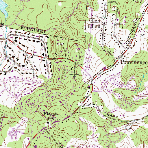 Topographic Map of Hampton Census Designated Place, MD