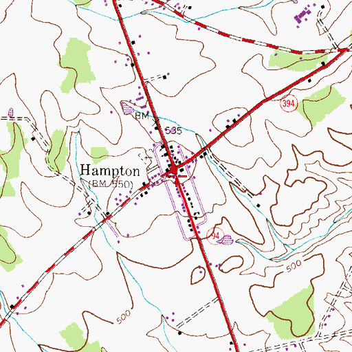 Topographic Map of Hampton Census Designated Place, PA