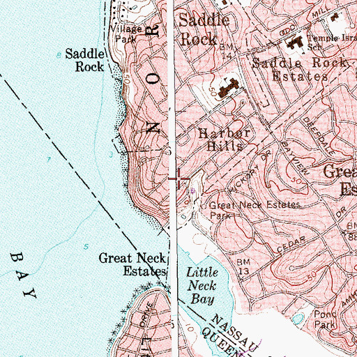 Topographic Map of Harbor Hills Census Designated Place, NY