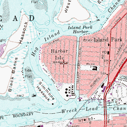 Topographic Map of Harbor Isle Census Designated Place, NY
