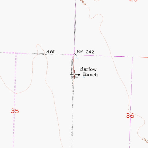 Topographic Map of Barlow Ranch, CA