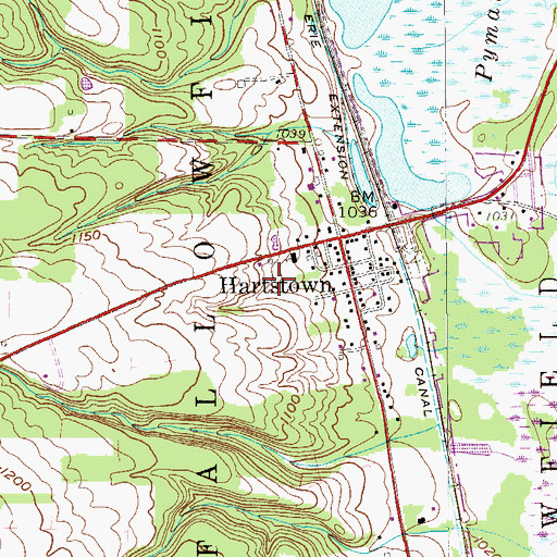 Topographic Map of Hartstown Census Designated Place, PA