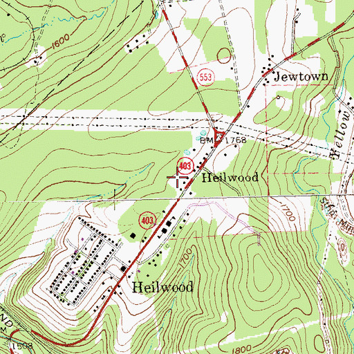 Topographic Map of Heilwood Census Designated Place, PA