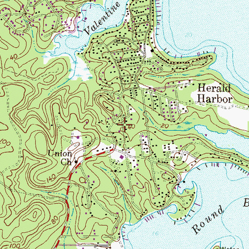 Topographic Map of Herald Harbor Census Designated Place, MD