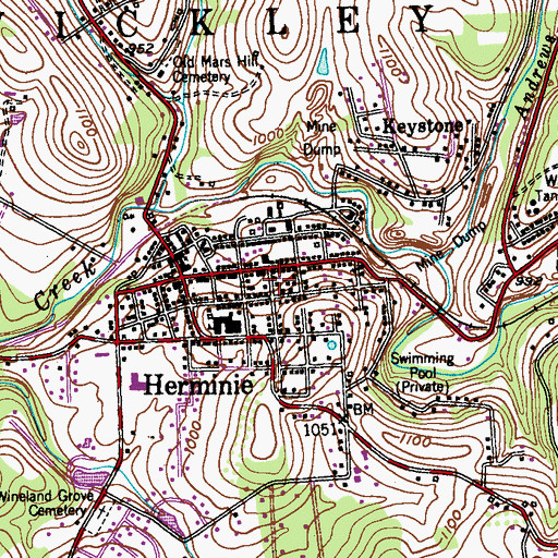 Topographic Map of Herminie Census Designated Place, PA