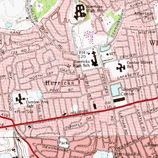 Topographic Map of Herricks Census Designated Place, NY
