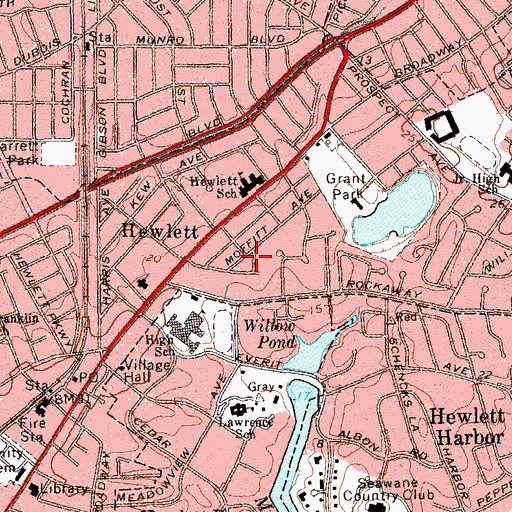 Topographic Map of Hewlett Census Designated Place, NY