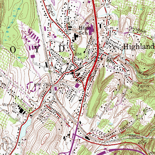 Topographic Map of Highland Census Designated Place, NY