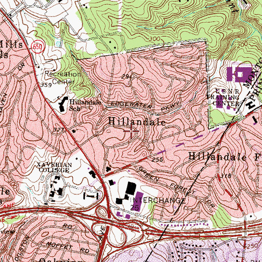 Topographic Map of Hillandale Census Designated Place, MD