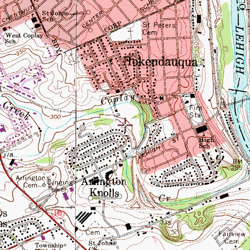 Topographic Map of Hokendauqua Census Designated Place, PA