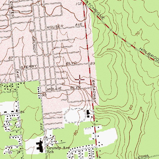 Topographic Map of Holbrook Census Designated Place, NY