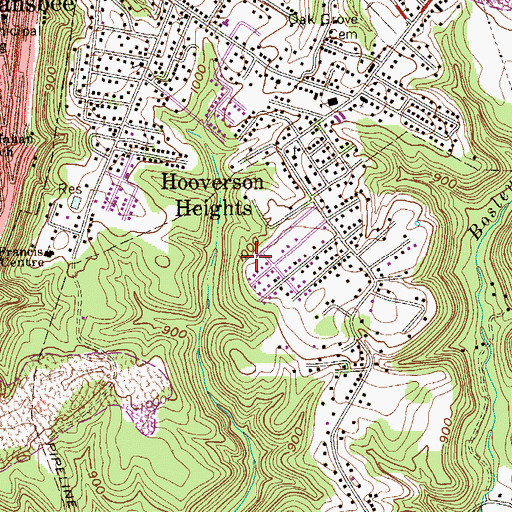 Topographic Map of Hooverson Heights Census Designated Place, WV