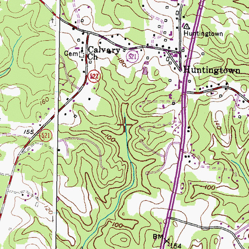 Topographic Map of Huntingtown Census Designated Place, MD