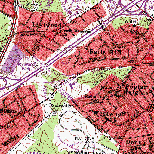 Topographic Map of Idylwood Census Designated Place, VA