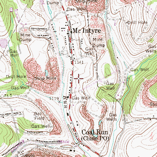 Topographic Map of Jacksonville Census Designated Place, PA