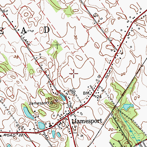 Topographic Map of Jamesport Census Designated Place, NY