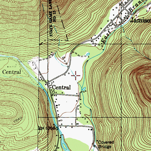 Topographic Map of Jamison City Census Designated Place, PA
