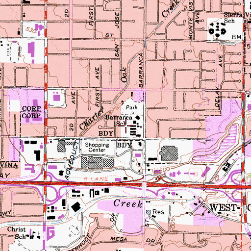 Topographic Map of Barranca Elementary School, CA