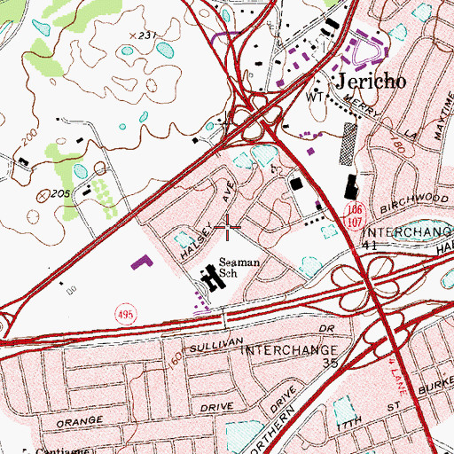 Topographic Map of Jericho Census Designated Place, NY