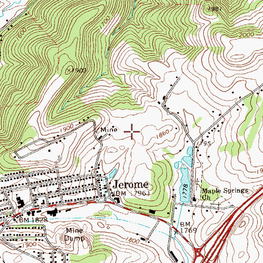 Topographic Map of Jerome Census Designated Place, PA
