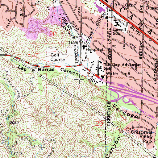 Topographic Map of Barras Canyon, CA