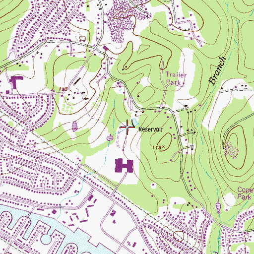 Topographic Map of Joppatowne Census Designated Place, MD