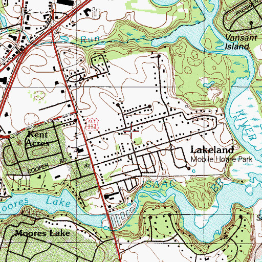 Topographic Map of Kent Acres Census Designated Place, DE