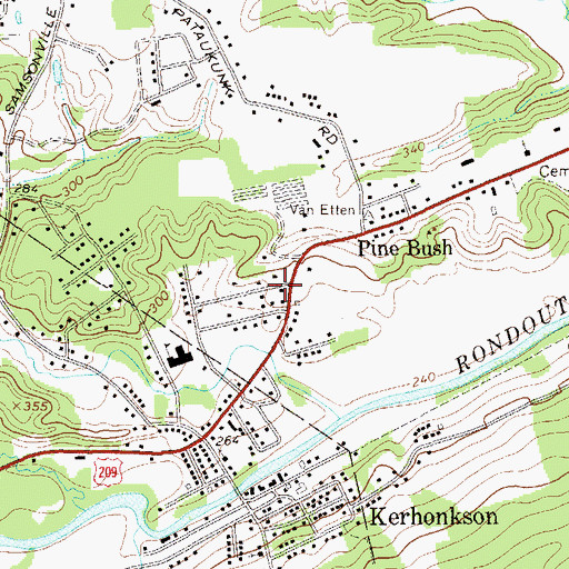Topographic Map of Kerhonkson Census Designated Place, NY