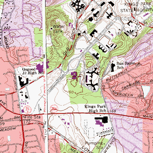 Topographic Map of Kings Park Census Designated Place, NY
