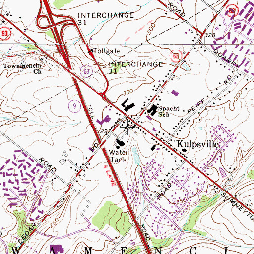 Topographic Map of Kulpsville Census Designated Place, PA