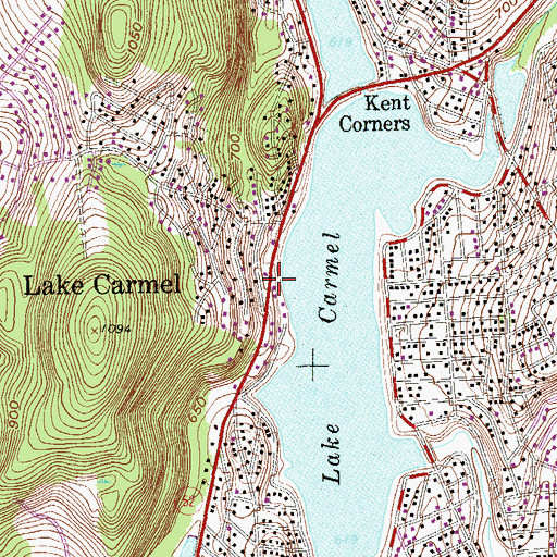 Topographic Map of Lake Carmel Census Designated Place, NY
