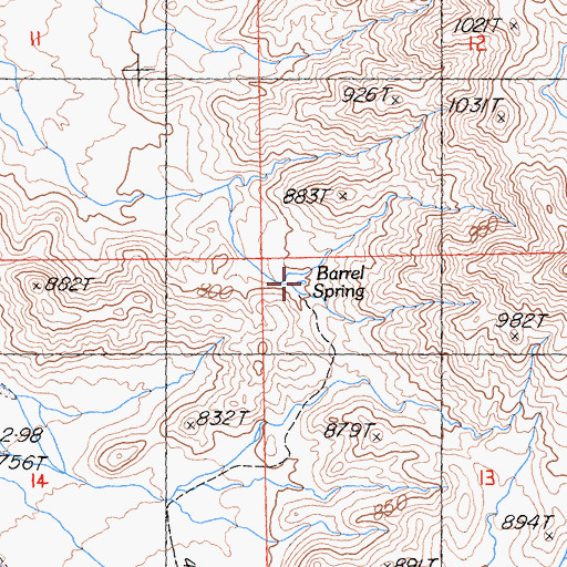 Topographic Map of Barrel Spring, CA