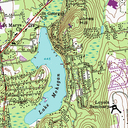 Topographic Map of Lake Mohegan Census Designated Place, NY
