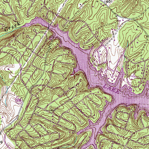 Topographic Map of Lake Monticello Census Designated Place, VA