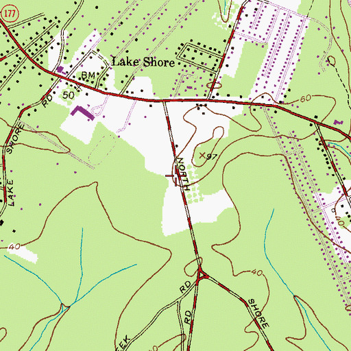 Topographic Map of Lake Shore Census Designated Place, MD