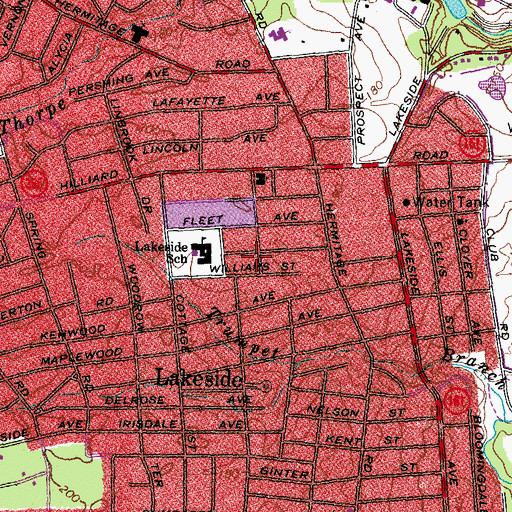 Topographic Map of Lakeside Census Designated Place, VA