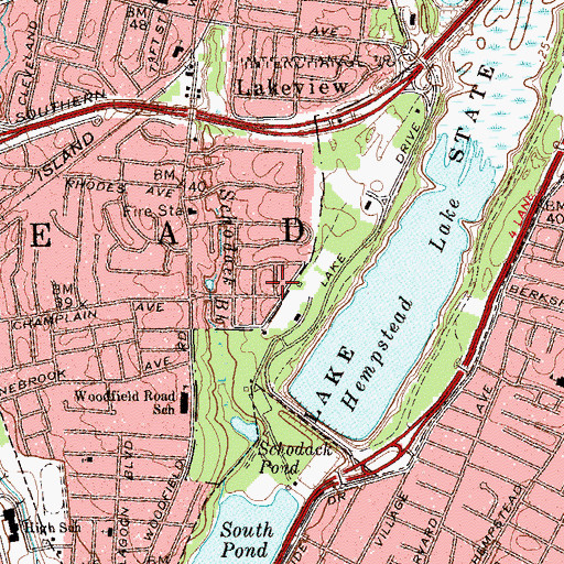 Topographic Map of Lakeview Census Designated Place, NY