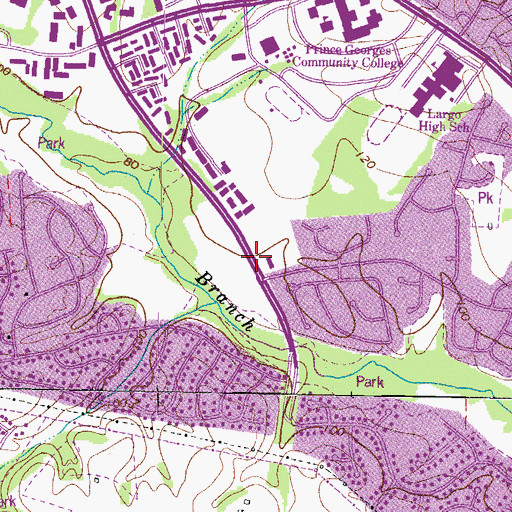 Topographic Map of Largo Census Designated Place, MD