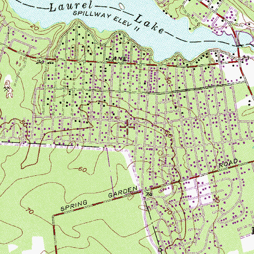 Topographic Map of Laurel Lake Census Designated Place, NJ