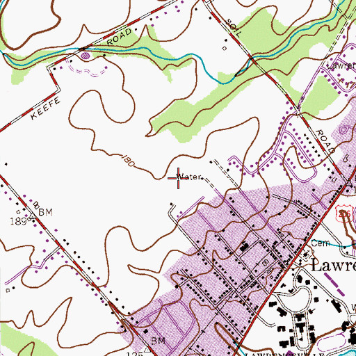 Topographic Map of Lawrenceville Census Designated Place, NJ