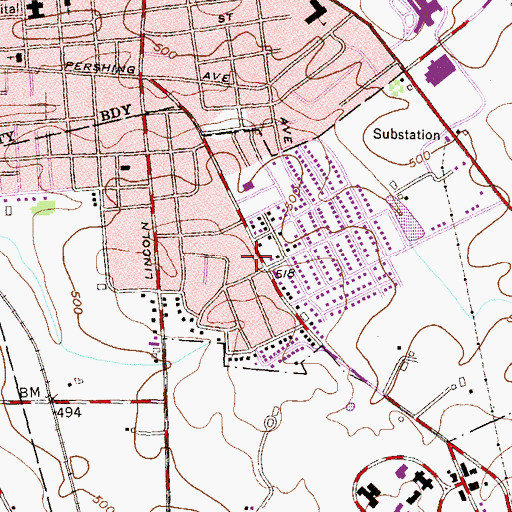 Topographic Map of Lebanon South Census Designated Place, PA