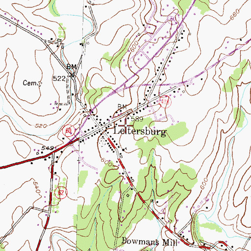 Topographic Map of Leitersburg Census Designated Place, MD